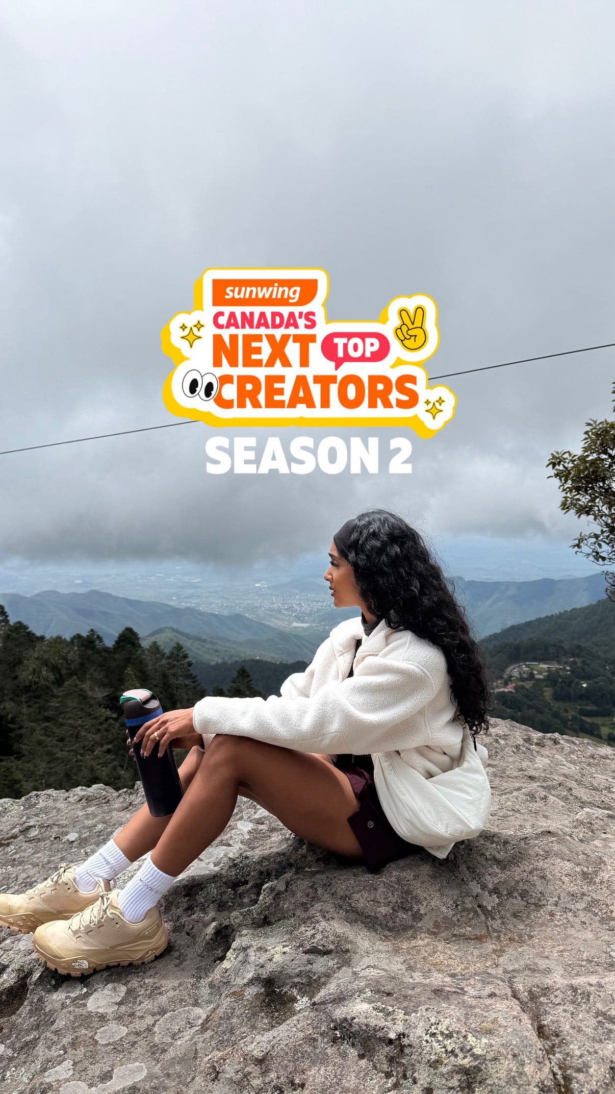 Creator at a mountain overlook in Sunwing’s Canada’s Next Top Creators Season 2 campaign